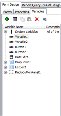 List of system variables before copy